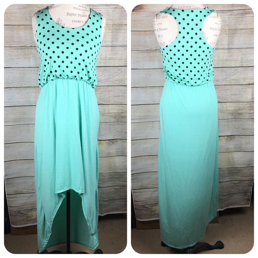 Derek Heart Mint W Black Polka Dots Dress S: Med